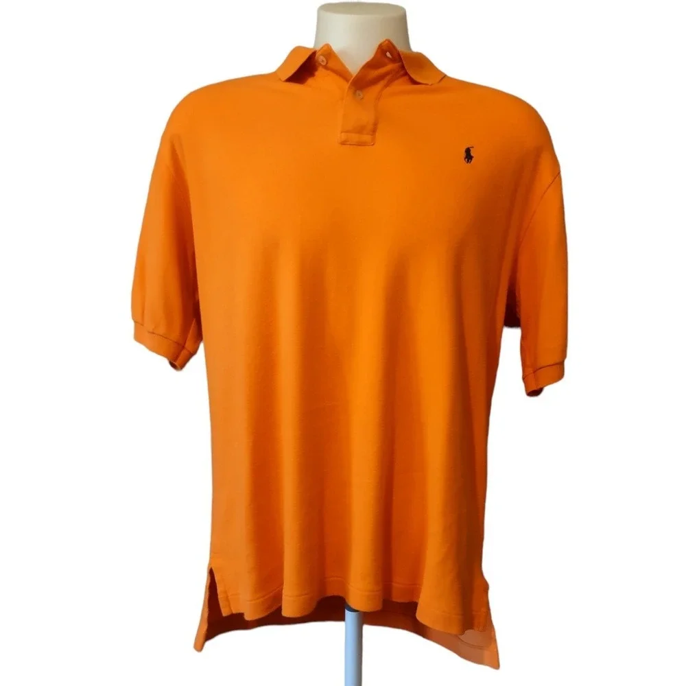 Polo Ralph Lauren Polo Shirt Men's L Streetwear Orange Logo Retro Classic Fit